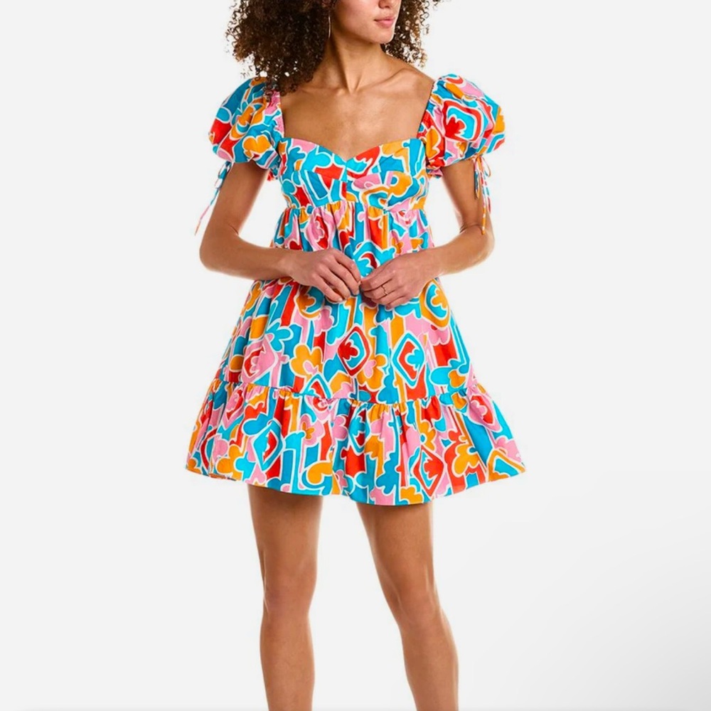 Colorful Floral Puff Sleeve Dress
